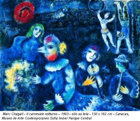 Marc Chagall - Il carnevale notturno â€“ 1963 - olio su tela - 130 x 162 cm - Caracas, Museo de Arte Contemporaneo Sofia Imber Parque Central