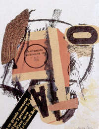 Primo Conti. Testa d’uomo, 1983, collage su litografia, 30x40