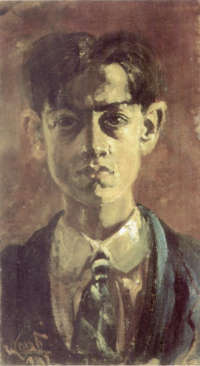 Primo Conti. Autoritratto, 1911, olio su cartoncino, 61x35