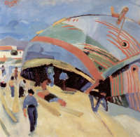 Primo Conti. Darsena di Viareggio, 1915, olio su tela, 90x80