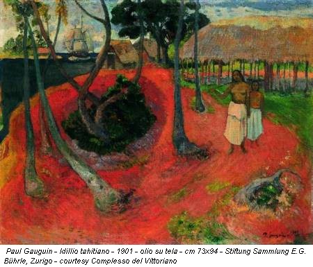 Paul Gauguin - Idillio tahitiano - 1901 - olio su tela - cm 73x94 - Stiftung Sammlung E.G. Bührle, Zurigo - courtesy Complesso del Vittoriano