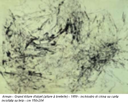 Arman - Grand Allure d'objet (allure à bretelle) - 1959 - inchiostro di china su carta incollata su tela - cm 150x204