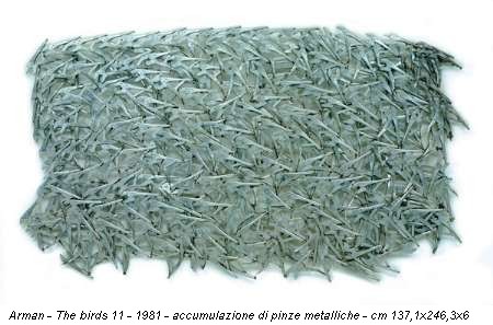 Arman - The birds 11 - 1981 - accumulazione di pinze metalliche - cm 137,1x246,3x6