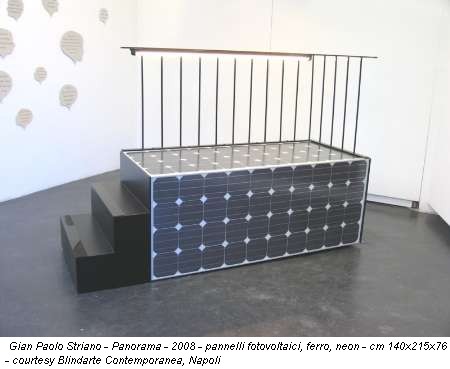 Gian Paolo Striano - Panorama - 2008 - pannelli fotovoltaici, ferro, neon - cm 140x215x76 - courtesy Blindarte Contemporanea, Napoli