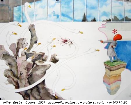 Jeffrey Beebe - Cadine - 2007 - acquerello, inchiostro e grafite su carta - cm 103,75x80