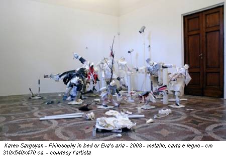 Karen Sargsyan - Philosophy in bed or Eva's aria - 2008 - metallo, carta e legno - cm 310x540x470 ca. - courtesy l’artista