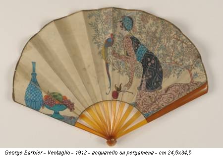 George Barbier - Ventaglio - 1912 - acquarello su pergamena - cm 24,5x34,5