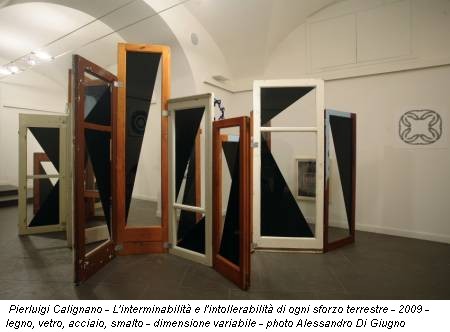 Pierluigi Calignano - L'interminabilità e l'intollerabilità di ogni sforzo terrestre - 2009 - legno, vetro, acciaio, smalto - dimensione variabile - photo Alessandro Di Giugno