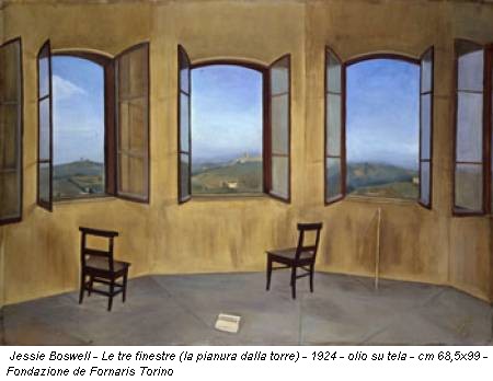 Jessie Boswell - Le tre finestre (la pianura dalla torre) - 1924 - olio su tela - cm 68,5x99 - Fondazione de Fornaris Torino