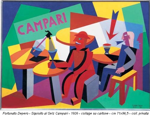 Fortunato Depero - Squisito al Selz Campari - 1926 - collage su cartone - cm 71x96,5 - coll. privata