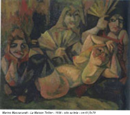 Marino Mazzacurati - La Maison Tellier - 1936 - olio su tela - cm 61,5x79