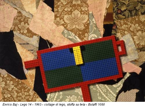 Enrico Baj - Lego 14 - 1963 - collage di lego, stoffa su tela - Bolaffi 1080