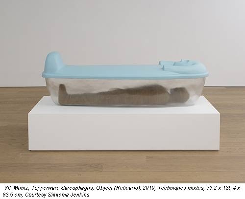 Vik Muniz, Tupperware Sarcophagus, Object (Relicario), 2010, Techniques mixtes, 76.2 x 185.4 x 63.5 cm, Courtesy Sikkema Jenkins