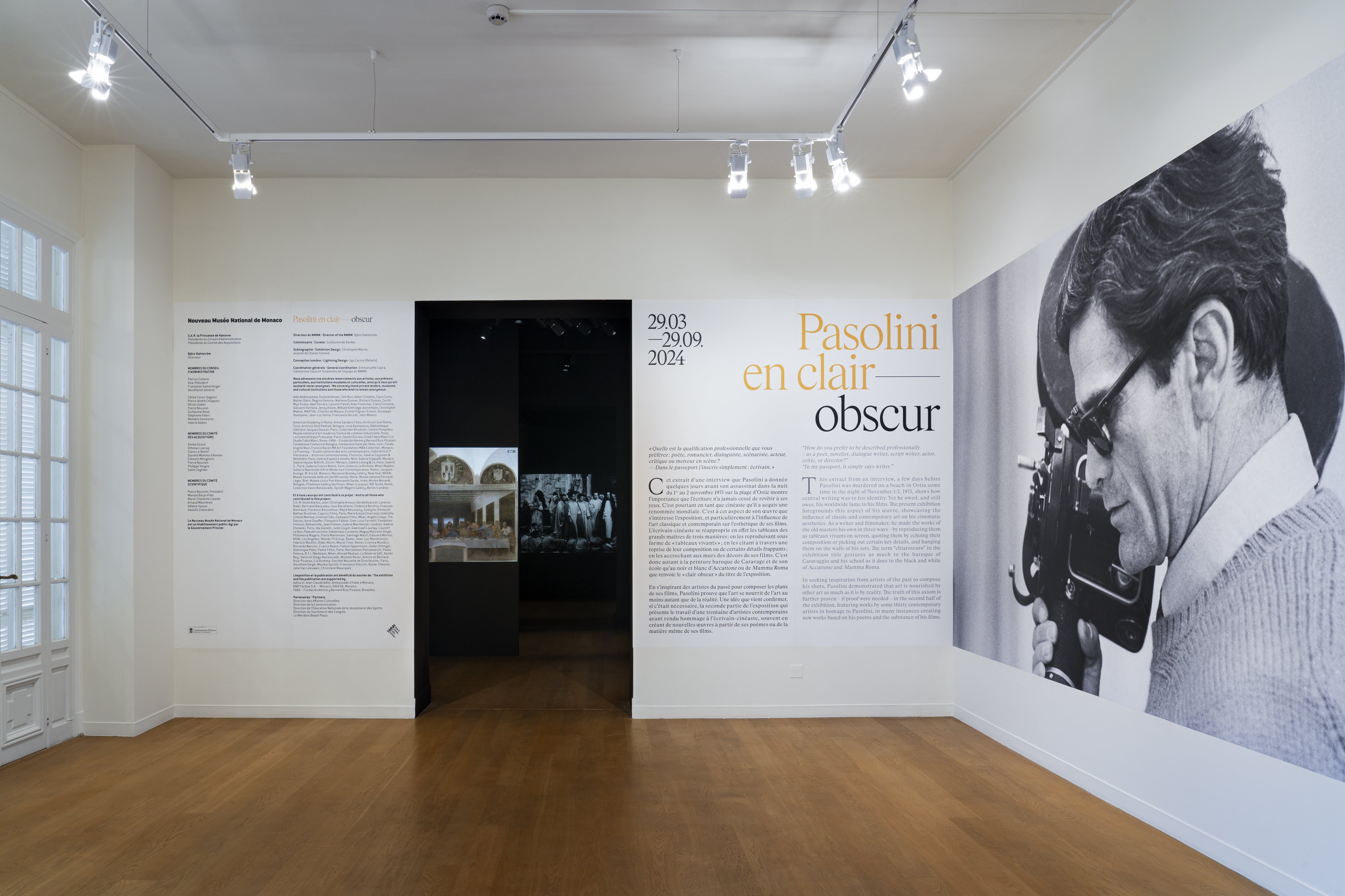 Veduta della mostra, Pasolini en clair-obscur, Nouveau Musée National de Monaco - Villa Sauber. Photo : NMNM/Neil Bicknell, 2024