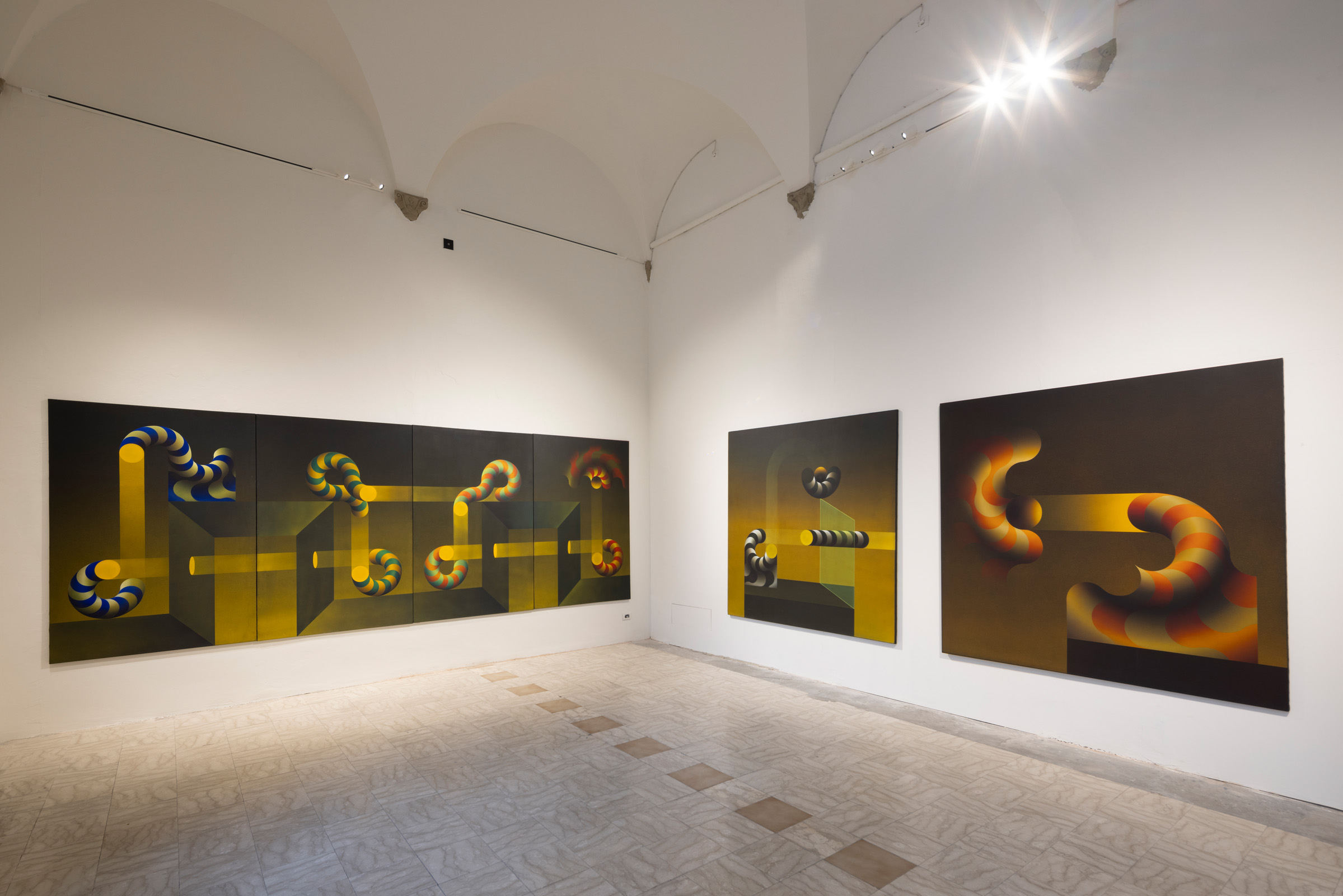 Julio Le Parc, The discovery of perception, veduta della mostra, Palazzo delle Papesse, Siena, 2024