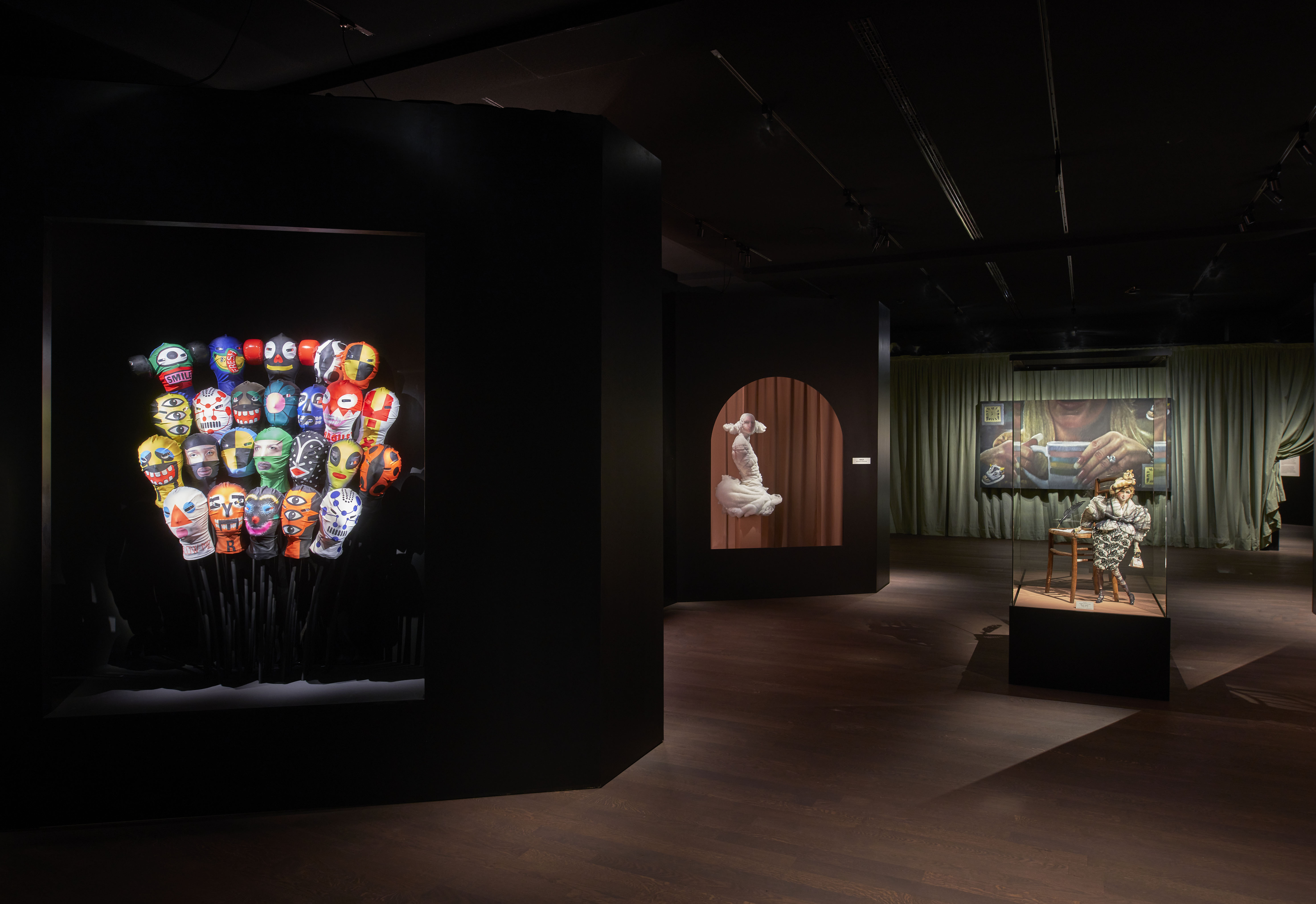 Walter Van Beirendonck (left) & Julien d’Ys in Masquerade, Make-up & Ensor at MoMu – Fashion Museum Antwerp, 2024, © MoMu Antwerp, Photo: Stany Dederen