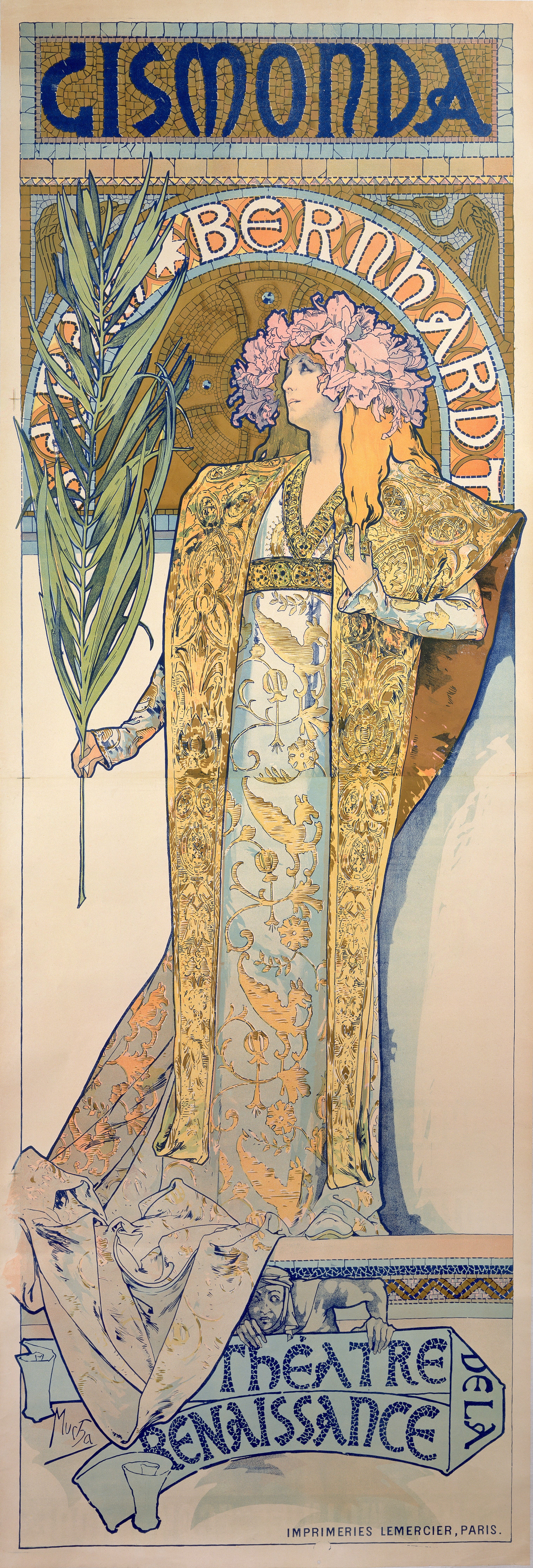 Alphonse Mucha, Gismonda, 1894, Colour lithograph, 216 × 74.2 cm, © Mucha Trust 2024