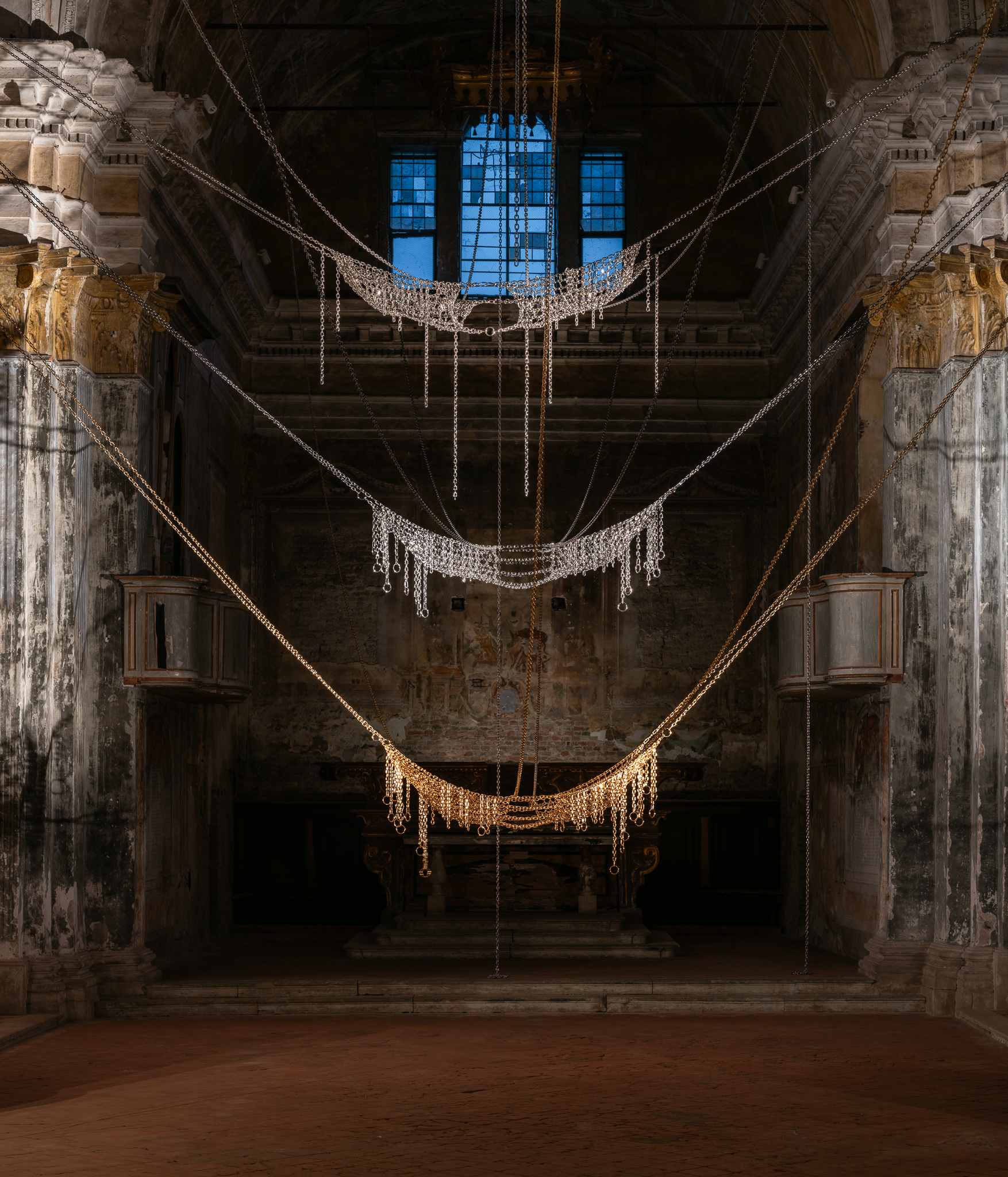 Monica Bonvicini, And Rose, veduta dell'installazione, Chiesa di San Carlo, Cremona, 2024