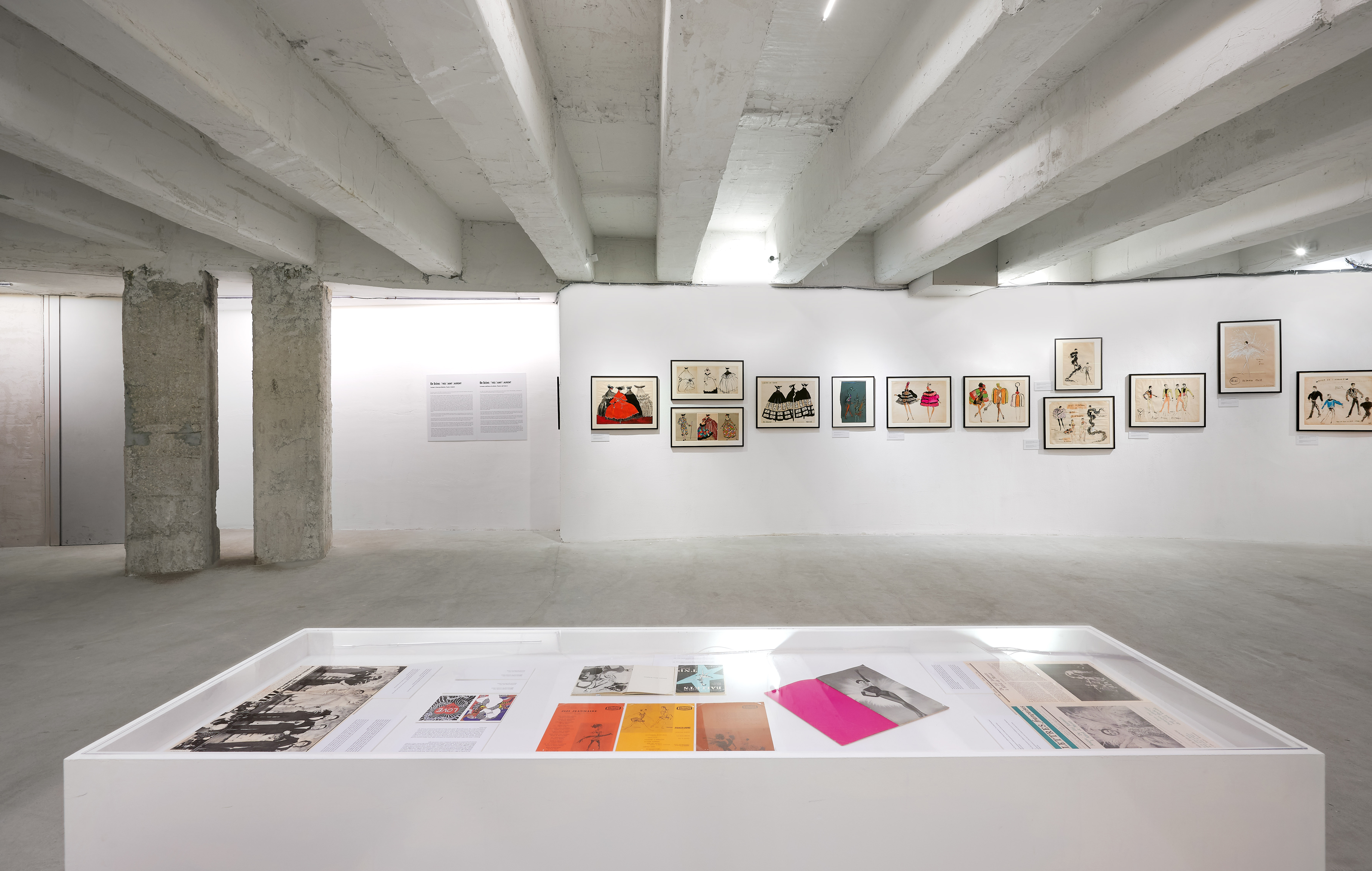 Installation view of the exhibition “En Scène: Yves Saint Laurent” at FNDR, 2024, Ph. M3Studio, Courtesy Fondazione Nicola Del Roscio