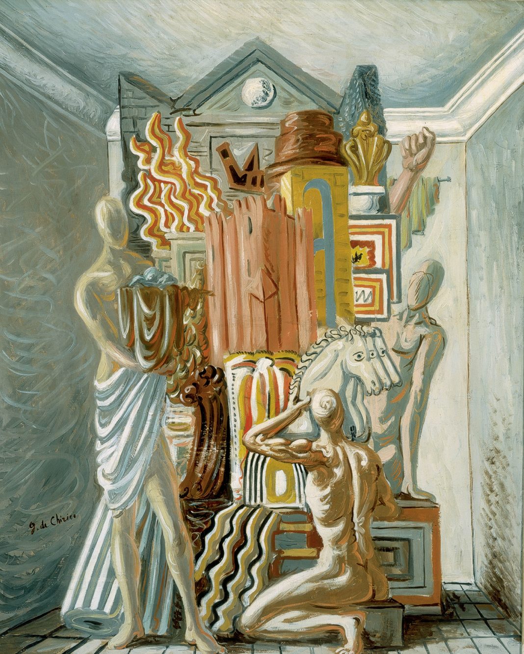 Giorgio de Chirico: 1924https://www.exibart.com/repository/media/formidable/11/img/148/19-De-Chirico-Facitori-di-Trofei-1925-1928-ca_25cm-300dpi-1-1068x1332.jpg