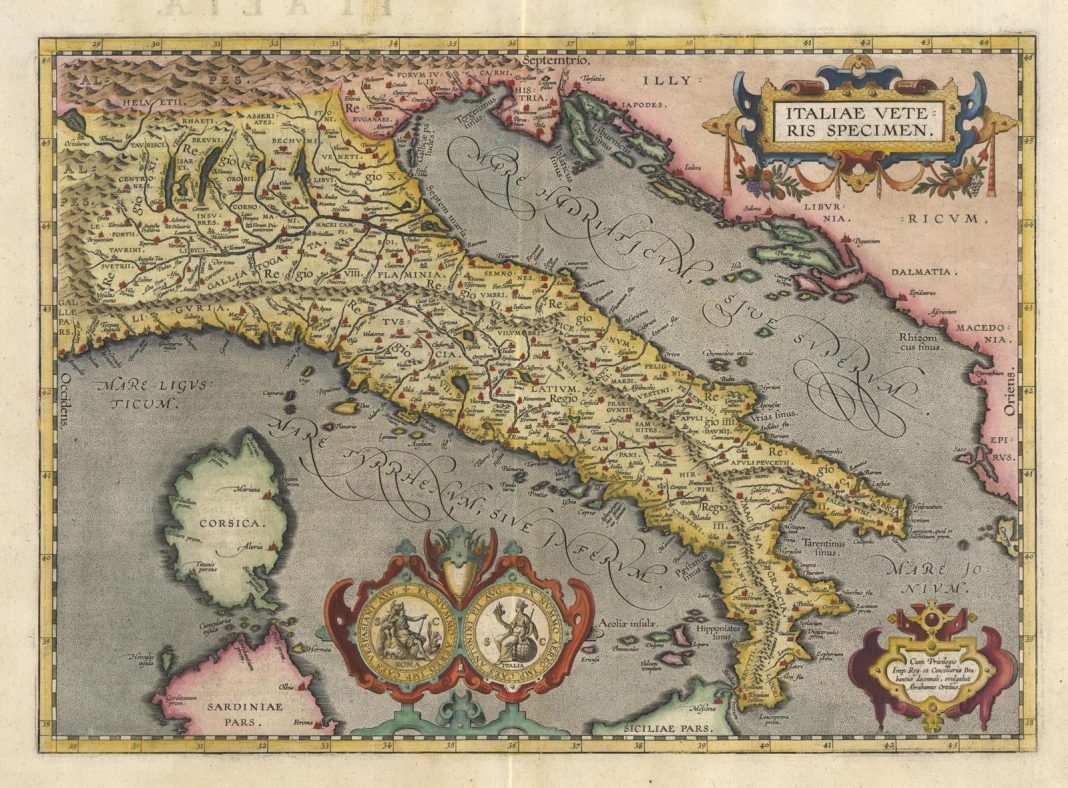 Un Nuovo Orizzonte: Plinio, Ortelio e il Rinascimento geograficohttps://www.exibart.com/repository/media/formidable/11/img/7fb/Parergon-1595-Italia-incisione-1068x788.jpg