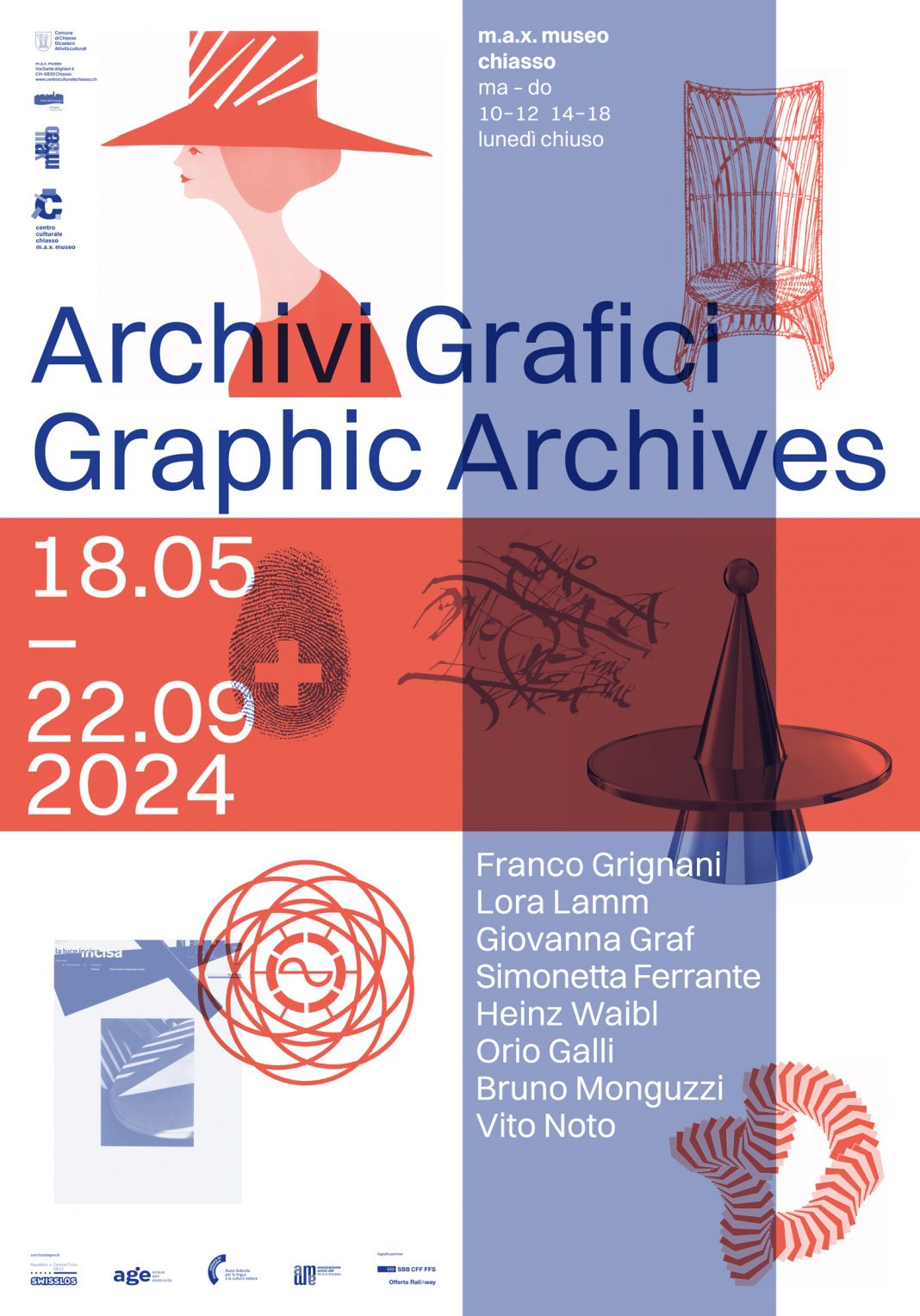 Archivi Grafici / Graphic Archives: Franco Grignani, Lora Lamm, Giovanna Graf, Simonetta Ferrante, Heinz Waibl, Bruno  Monguzzi, Orio Galli, Vito Notohttps://www.exibart.com/repository/media/formidable/11/img/917/EXE_F4_Manifesti-Archivi-1068x1528.jpg